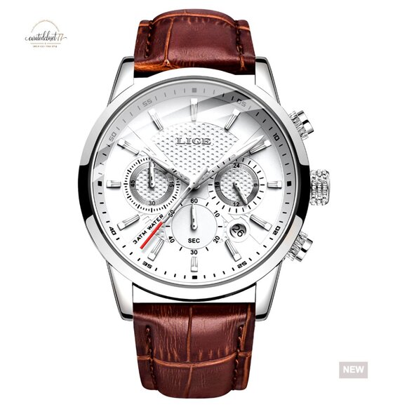 Vintage Chronograph Dress Watch Leather Strap Classic Business Casual Elegant